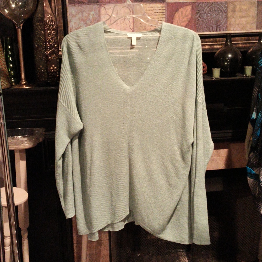 FINAL PRICE Eileen Fisher Sage Green Knit Sweater Size XL - Picture 3 of 6